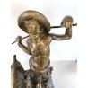 ANTICA SCULTURA BRONZO "PASTORELLO con CAPRA" SCUOLA NAPOLETANA 40 cm/h XX sec