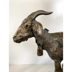ANTICA SCULTURA BRONZO "PASTORELLO con CAPRA" SCUOLA NAPOLETANA 40 cm/h XX sec