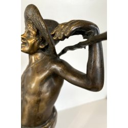 ANTICA SCULTURA BRONZO "PASTORELLO con CAPRA" SCUOLA NAPOLETANA 40 cm/h XX sec