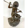 ANTICA SCULTURA BRONZO "PASTORELLO con CAPRA" SCUOLA NAPOLETANA 40 cm/h XX sec