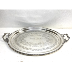 ANTICO VASSOIO PLACCATO ARGENTO EPNS 1910 Marina Britannica HMS Hermes MILITARIA