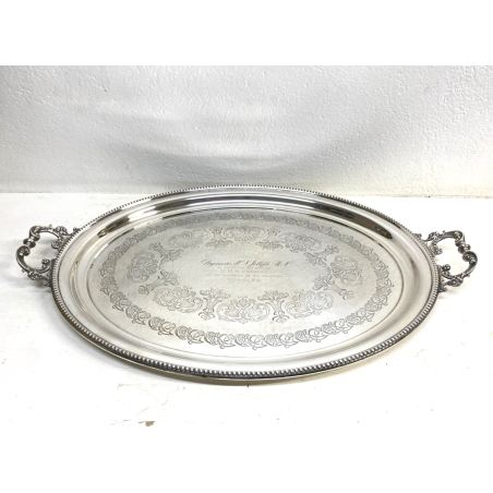 ANTICO VASSOIO PLACCATO ARGENTO EPNS 1910 Marina Britannica HMS Hermes MILITARIA