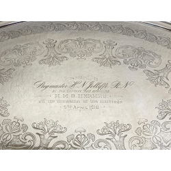 ANTICO VASSOIO PLACCATO ARGENTO EPNS 1910 Marina Britannica HMS Hermes MILITARIA