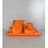 SERVIZIO Thè CAFFè CERAMICA Gabbianelli "EL 3" 5Pz. ARANCIONE LUCIDO '60 POP ART