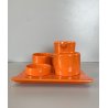 SERVIZIO Thè CAFFè CERAMICA Gabbianelli "EL 3" 5Pz. ARANCIONE LUCIDO '60 POP ART