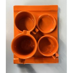 SERVIZIO Thè CAFFè CERAMICA Gabbianelli "EL 3" 5Pz. ARANCIONE LUCIDO '60 POP ART