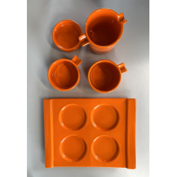 SERVIZIO Thè CAFFè CERAMICA Gabbianelli "EL 3" 5Pz. ARANCIONE LUCIDO '60 POP ART