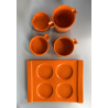 SERVIZIO Thè CAFFè CERAMICA Gabbianelli "EL 3" 5Pz. ARANCIONE LUCIDO '60 POP ART