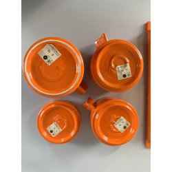 SERVIZIO Thè CAFFè CERAMICA Gabbianelli "EL 3" 5Pz. ARANCIONE LUCIDO '60 POP ART
