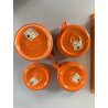 SERVIZIO Thè CAFFè CERAMICA Gabbianelli "EL 3" 5Pz. ARANCIONE LUCIDO '60 POP ART