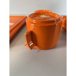 SERVIZIO Thè CAFFè CERAMICA Gabbianelli "EL 3" 5Pz. ARANCIONE LUCIDO '60 POP ART