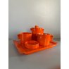 SERVIZIO Thè CAFFè CERAMICA Gabbianelli "EL 3" 5Pz. ARANCIONE LUCIDO POP ART '60