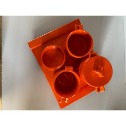SERVIZIO Thè CAFFè CERAMICA Gabbianelli "EL 3" 5Pz. ARANCIONE LUCIDO POP ART '60