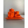 SERVIZIO Thè CAFFè CERAMICA Gabbianelli "EL 3" 5Pz. ARANCIONE LUCIDO POP ART '60