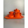 SERVIZIO Thè CAFFè CERAMICA Gabbianelli "EL 3" 5Pz. ARANCIONE LUCIDO POP ART '60