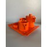 SERVIZIO Thè CAFFè CERAMICA Gabbianelli "EL 3" 5Pz. ARANCIONE LUCIDO POP ART '60