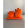 SERVIZIO Thè CAFFè CERAMICA Gabbianelli "EL 3" 5Pz. ARANCIONE LUCIDO POP ART '60