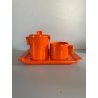 SERVIZIO Thè CAFFè CERAMICA Gabbianelli "EL 3" 5Pz. ARANCIONE LUCIDO POP ART '60