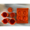 SERVIZIO Thè CAFFè CERAMICA Gabbianelli "EL 3" 5Pz. ARANCIONE LUCIDO POP ART '60