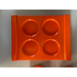 SERVIZIO Thè CAFFè CERAMICA Gabbianelli "EL 3" 5Pz. ARANCIONE LUCIDO POP ART '60