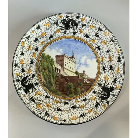 PIATTO PARATA MAIOLICA Ca Pirota REP. SAN MARINO  PAESAGGIO TESA GROTTESCHE '50