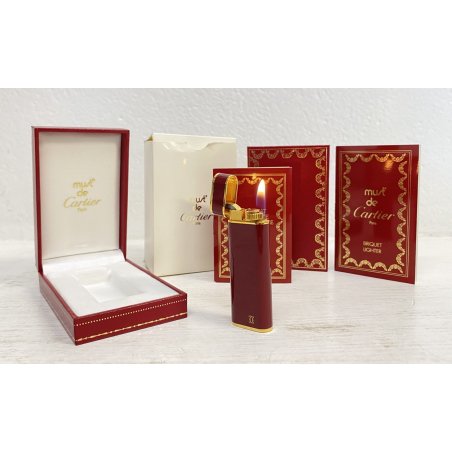RARO ACCENDINO VINTAGE Cartier France LIGHTER MOD. Trinity BORDEAUX GOLD