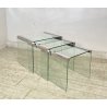 SET 3 TAVOLINI IMPILABILI Gigi Radice & Pierangelo Gallotti ANNI 70 VETRO TABLE