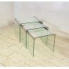 SET 3 TAVOLINI IMPILABILI Gigi Radice & Pierangelo Gallotti ANNI 70 VETRO TABLE
