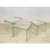 SET 3 TAVOLINI IMPILABILI Gigi Radice & Pierangelo Gallotti ANNI 70 VETRO TABLE