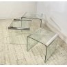 SET 3 TAVOLINI IMPILABILI Gigi Radice & Pierangelo Gallotti ANNI 70 VETRO TABLE