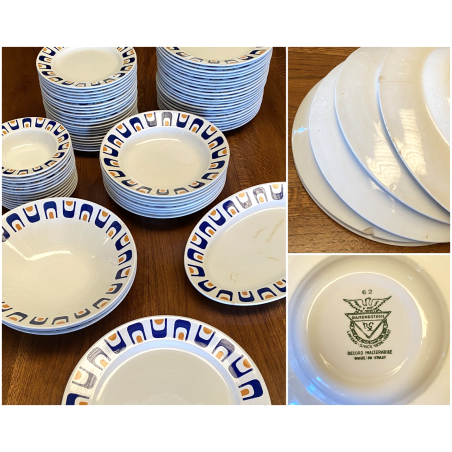SERVIZIO PIATTI CERAMICA Diamondstone RICHARD GINORI Laveno 73pz Pop DIFETTI '60