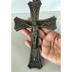 antico CROCIFISSO GESU' CRISTO preghiera DECO' art nouveau CROCE primi '900