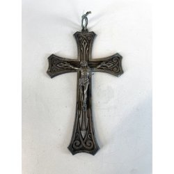 antico CROCIFISSO GESU' CRISTO preghiera DECO' art nouveau CROCE primi '900