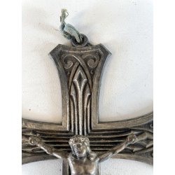 antico CROCIFISSO GESU' CRISTO preghiera DECO' art nouveau CROCE primi '900