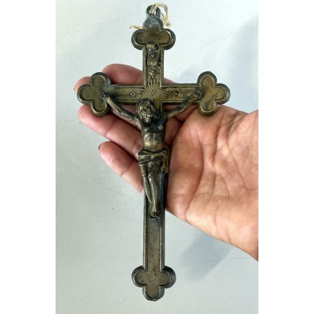 CROCIFISSO antico GESU' CRISTO preghiera CROCE in stile bizantino '900