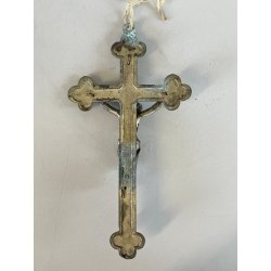CROCIFISSO antico GESU' CRISTO preghiera CROCE in stile bizantino '900