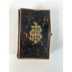 antico LIBRO PREGHIERE IHS tascabile VITTORIANO messale DEVOZIONARIO epoca 1878