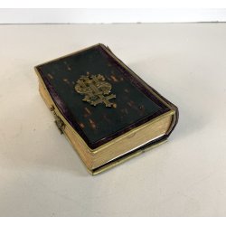 antico LIBRO PREGHIERE IHS tascabile VITTORIANO messale DEVOZIONARIO epoca 1878