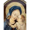 antica MADONNA con BAMBINO DIPINTO su RAME cornice OVALE arte sacra DEVOZIONALE
