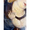 antica MADONNA con BAMBINO DIPINTO su RAME cornice OVALE arte sacra DEVOZIONALE