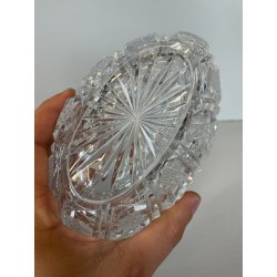 CIOTOLA SVUOTATASCHE OVALE VETRO CRISTALLO BOEMIA DESIGN MID CENTURY SFACCETTATA