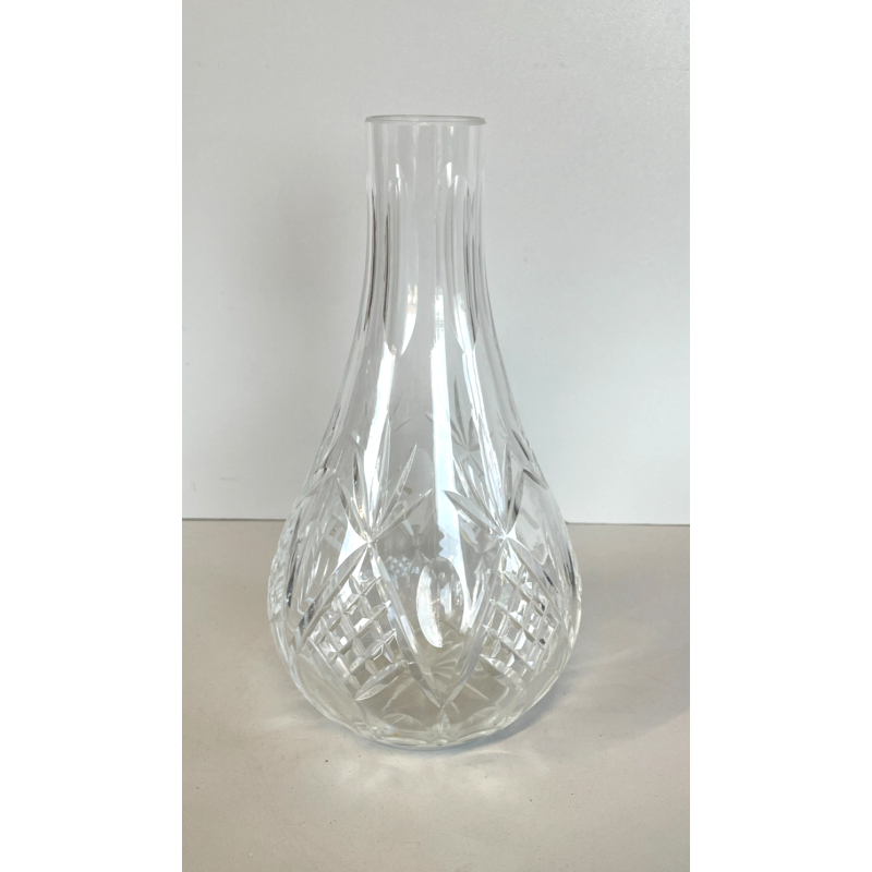 BOTTIGLIA VETRO CRISTALLO BOEMIA DESIGN MID CENTURY SFACCETTATA VASO PORTA FIORI