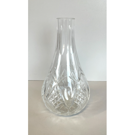 BOTTIGLIA VETRO CRISTALLO BOEMIA DESIGN MID CENTURY SFACCETTATA VASO PORTA FIORI