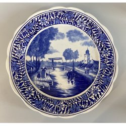 PIATTO da PARETE CERAMICA Delfts BOSH F.es Keramis LA LOUVIERE BELGIO ø 34,5 cm