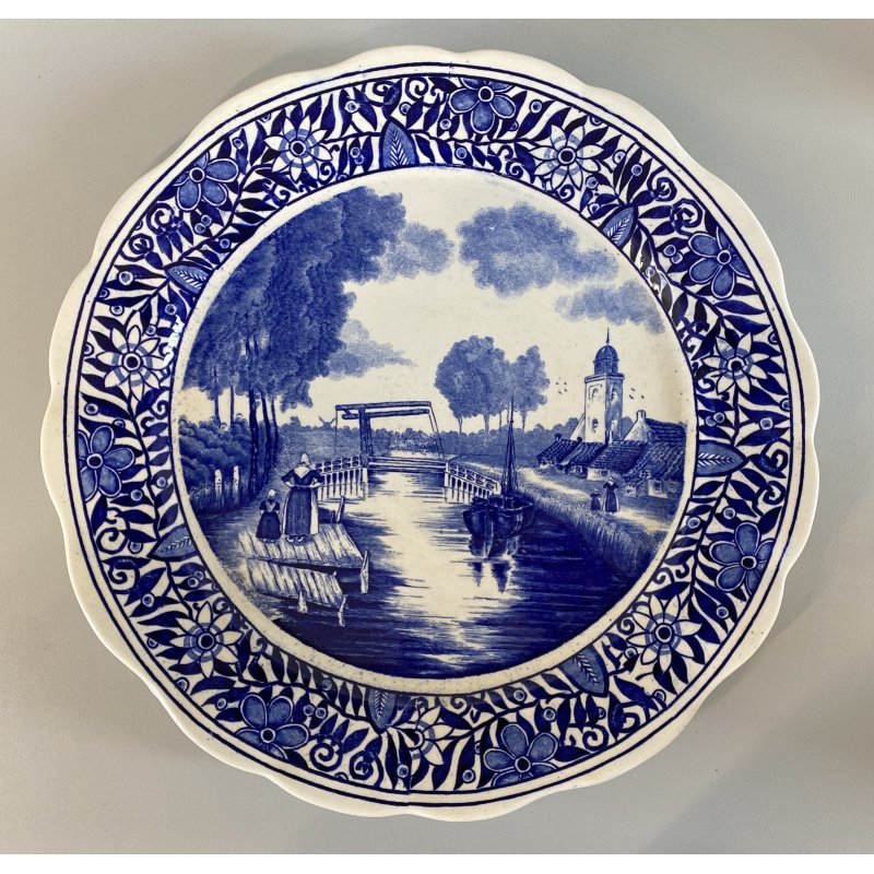PIATTO da PARETE CERAMICA Delfts BOSH F.es Keramis LA LOUVIERE BELGIO ø 34,5 cm