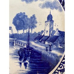 PIATTO da PARETE CERAMICA Delfts BOSH F.es Keramis LA LOUVIERE BELGIO ø 34,5 cm