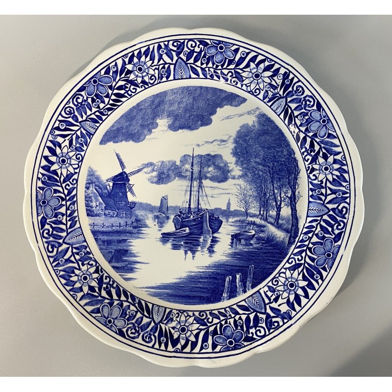 PIATTO da PARETE CERAMICA Delfts BOSH F.es Keramis LA LOUVIERE BELGIO ø 34,5cm