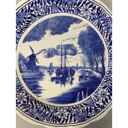 PIATTO da PARETE CERAMICA Delfts BOSH F.es Keramis LA LOUVIERE BELGIO ø 34,5cm