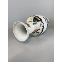 VASO PORCELLANA CINESE NANCHINO ISTORIATO SCENE GUERRIERI CRAQUELé 25 cm/h '50