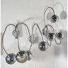 SET 3 APPLIQUE PARETE METALLO CROMATO ANNI 70 DESIGN BRACCI ORIENTABILI Reggiani